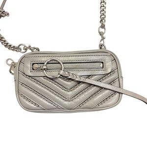 Rebecca Minkoff Double Zip Studded Crossbody Grey Leather